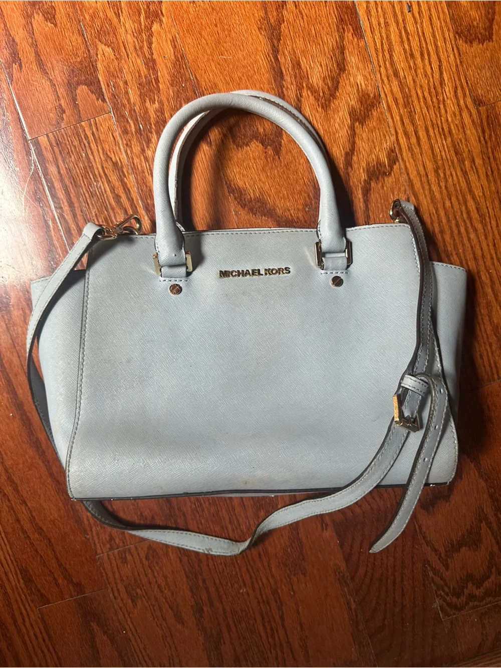 MICHAEL Michael Kors Selma Medium Blue Leather Satchel Bag